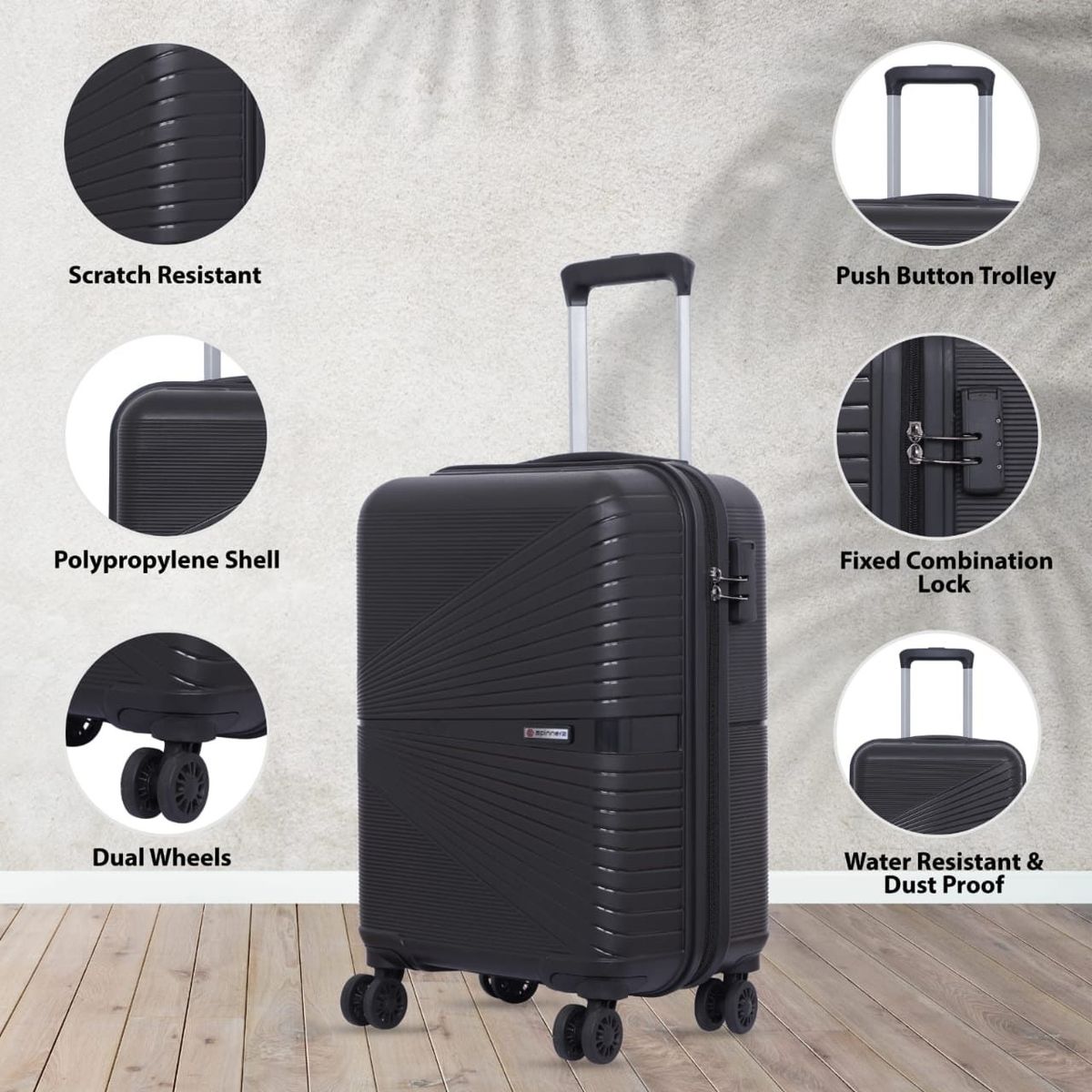 Spinnerz Trolley — Jet Black — hardware detail thumbnail