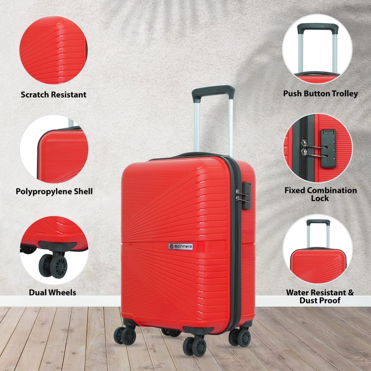Spinnerz Trolley — Scarlet Red — hardware detail thumbnail