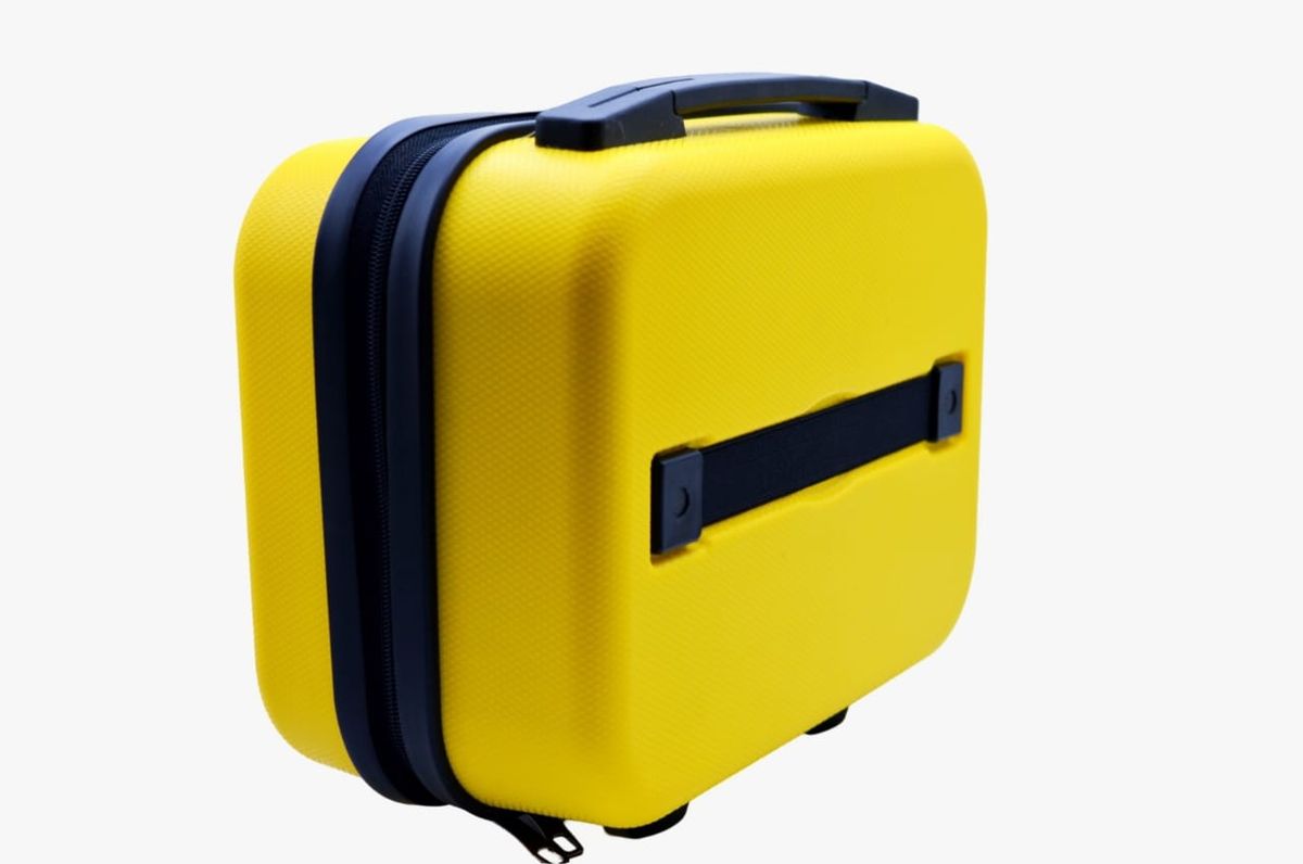 Luxury Quilted Vanity Case — Yellow — angle view thumbnail